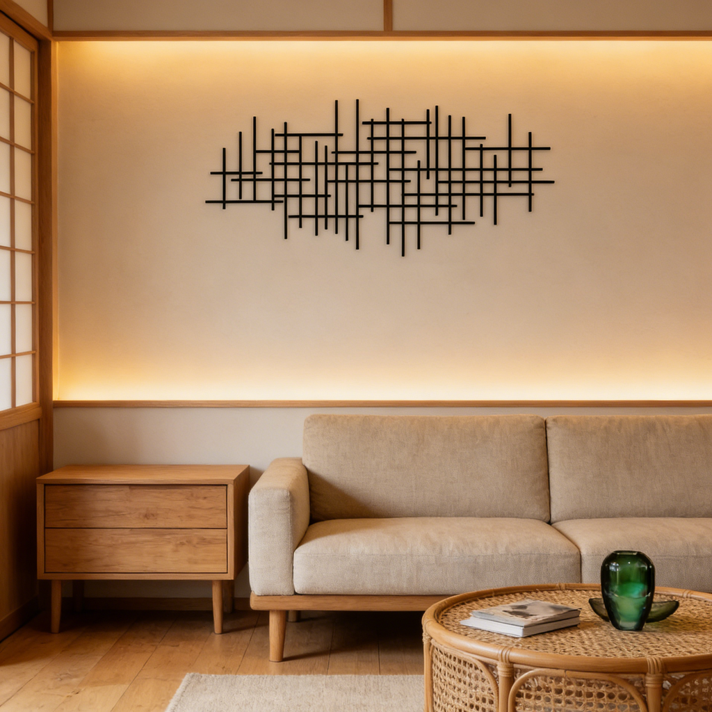 Grid Minimalist Black Metal Wall Art Decor