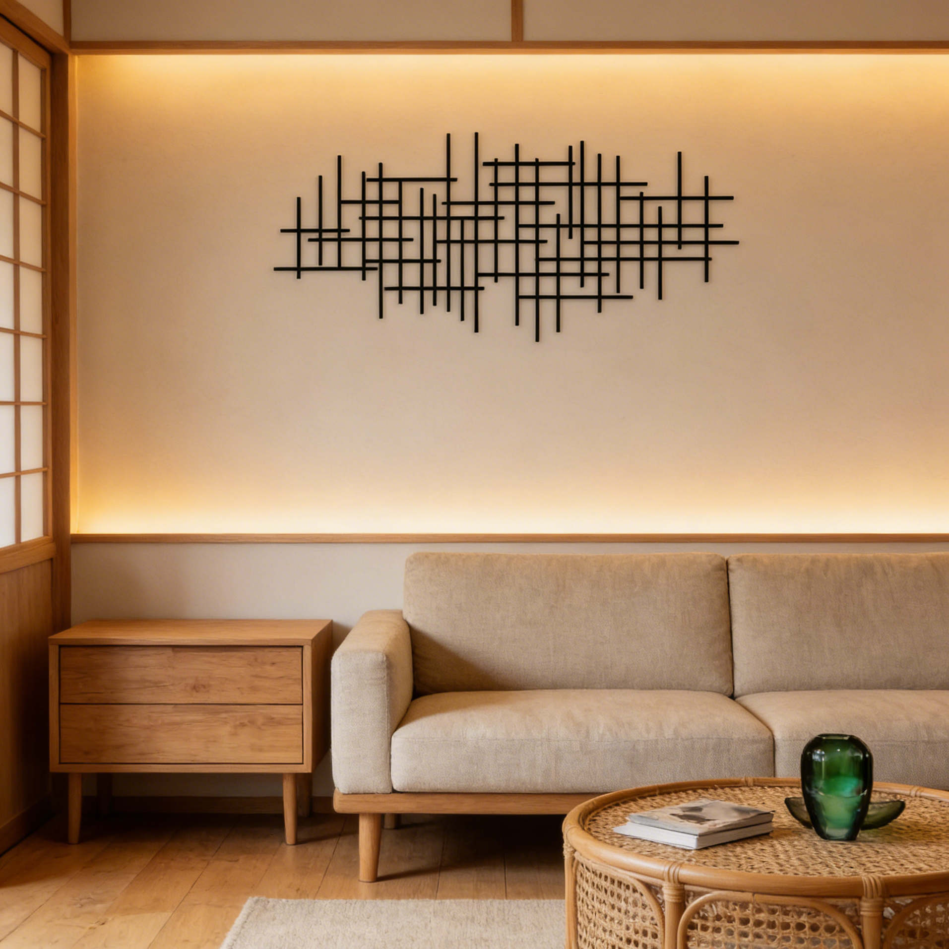 Grid Minimalist Black Metal Wall Art Decor