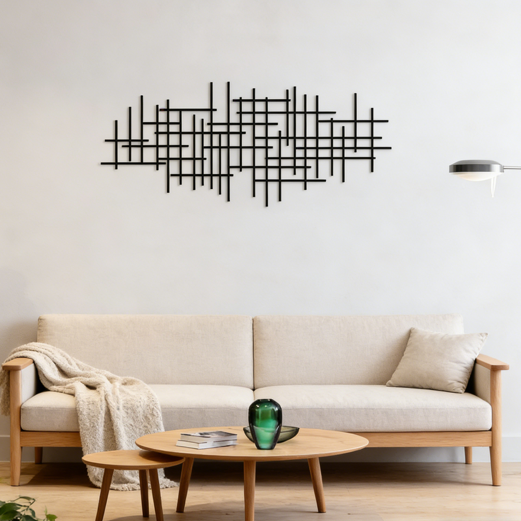 Grid Minimalist Black Metal Wall Art Decor