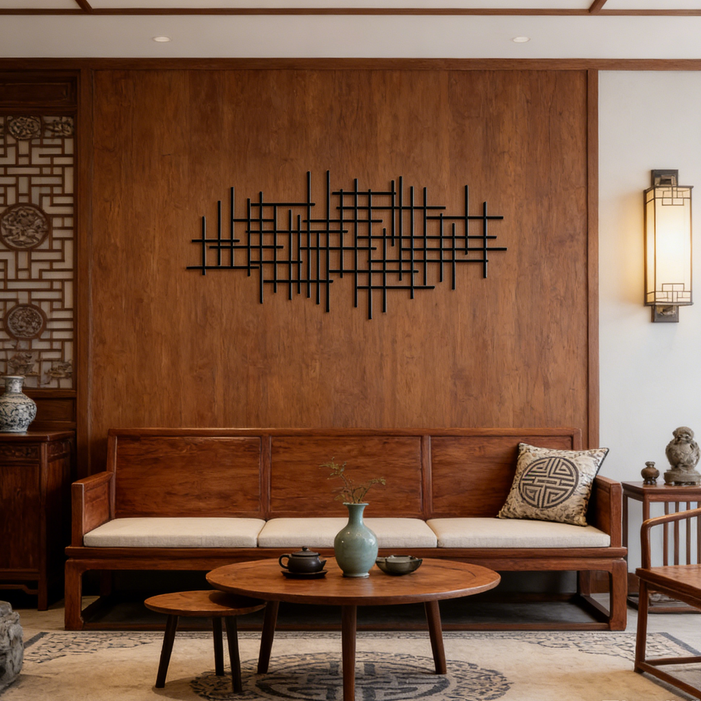 Grid Minimalist Black Metal Wall Art Decor