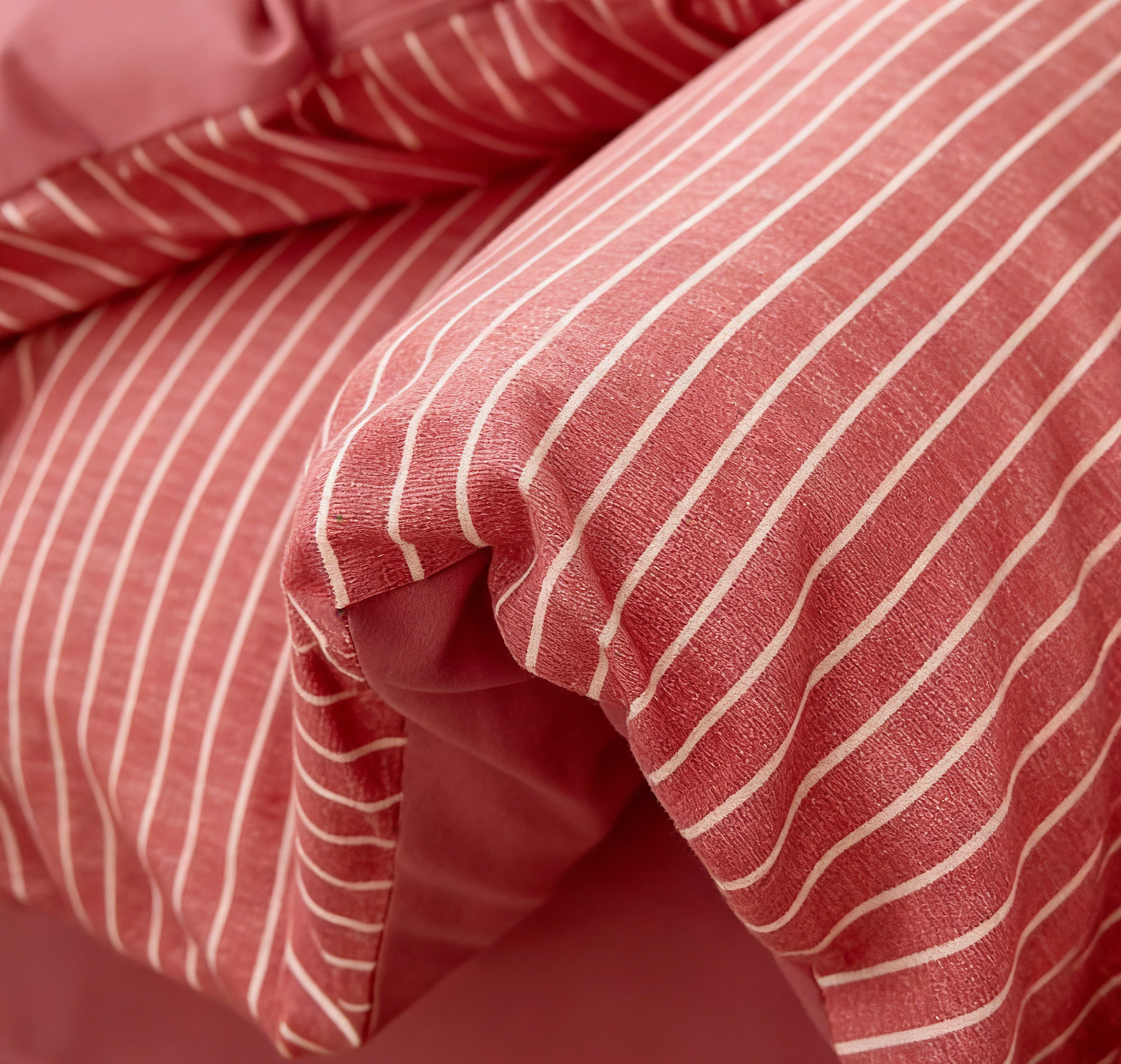 Red Striped Washed Cotton Bedding Set