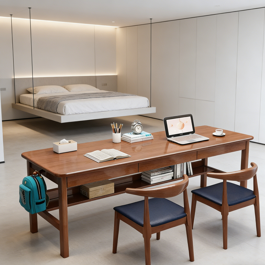 Leika Wood Desk with Integrated Storage