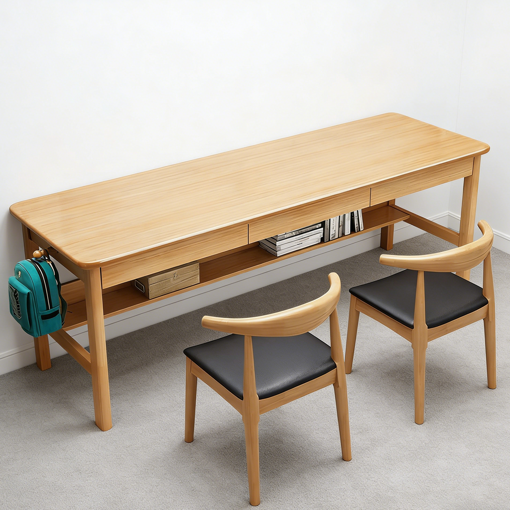 Leika Wood Desk with Integrated Storage