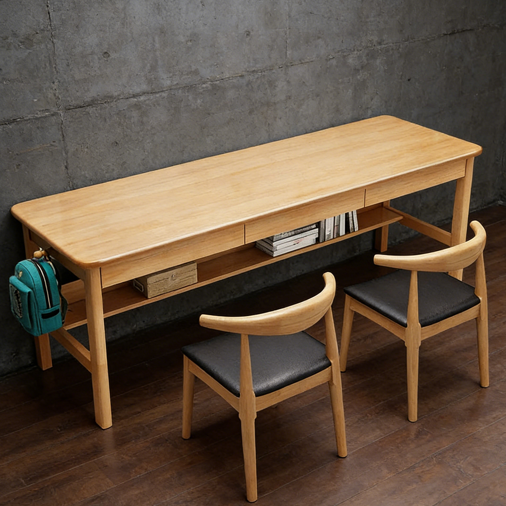 Leika Wood Desk with Integrated Storage