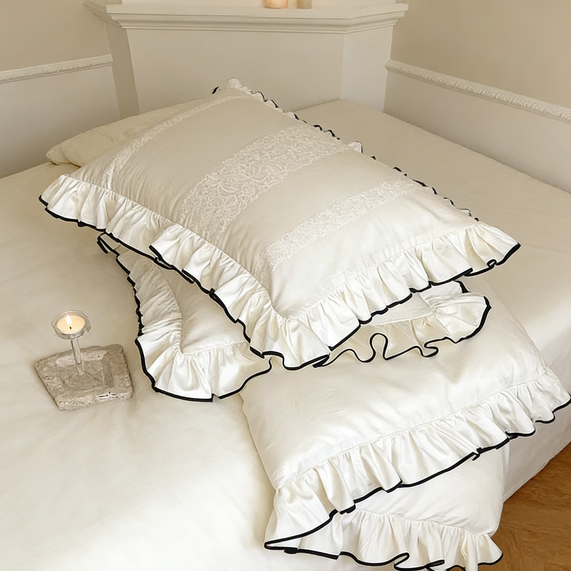 Cream Cotton French Bedding Set