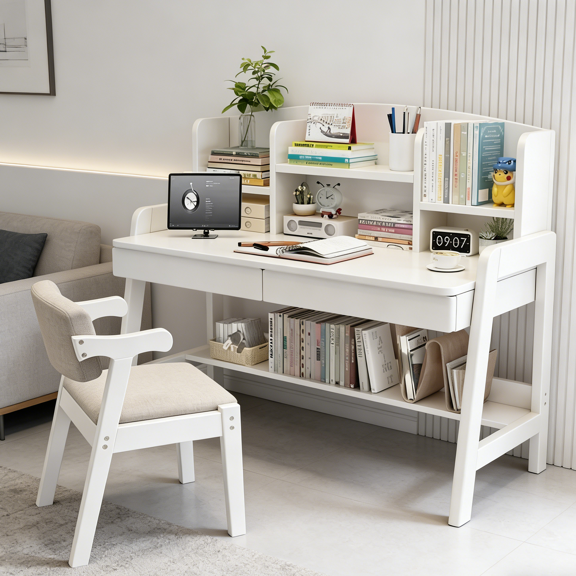 Leni Modular Wood Desk with Integrated Shelving