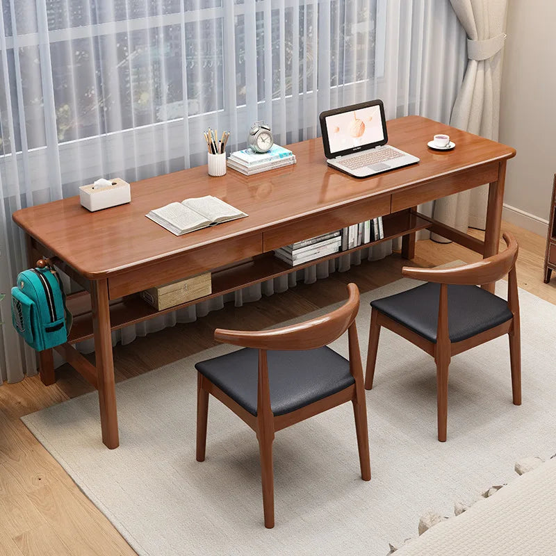 Leika Wood Desk with Integrated Storage