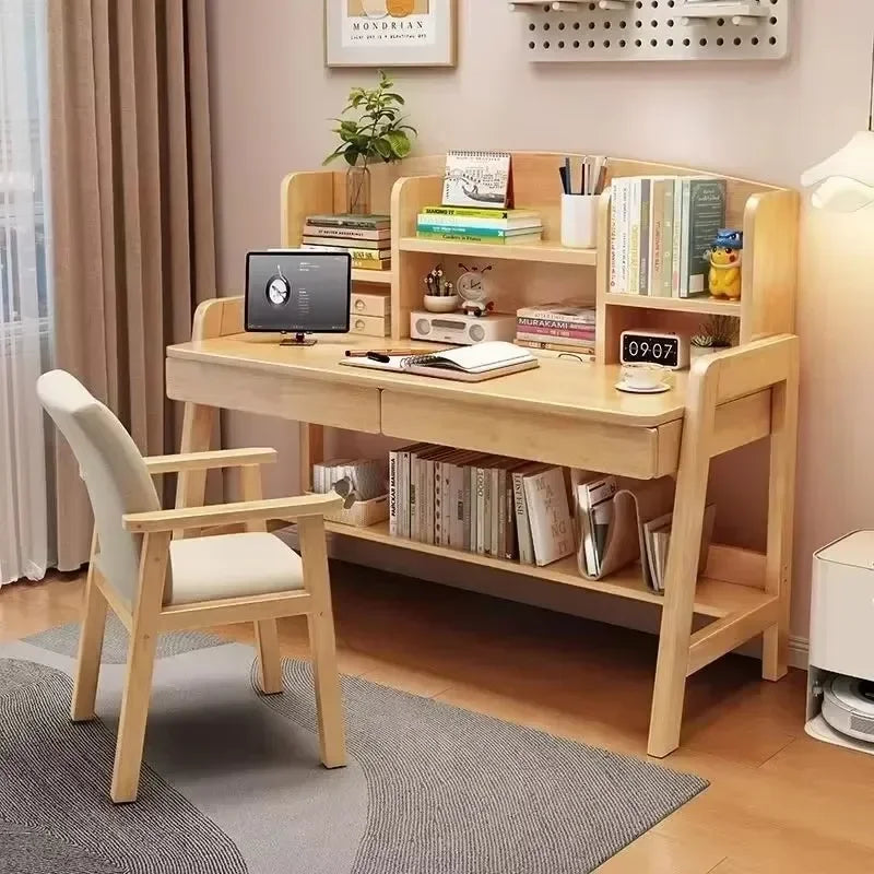 Leni Modular Wood Desk with Integrated Shelving