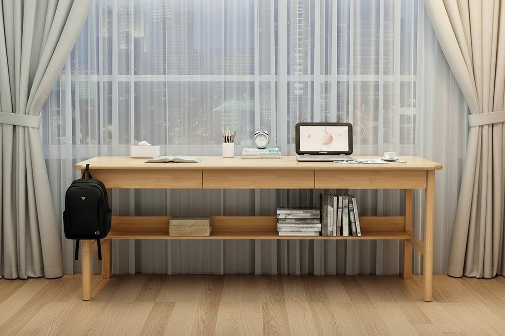 Leika Wood Desk with Integrated Storage