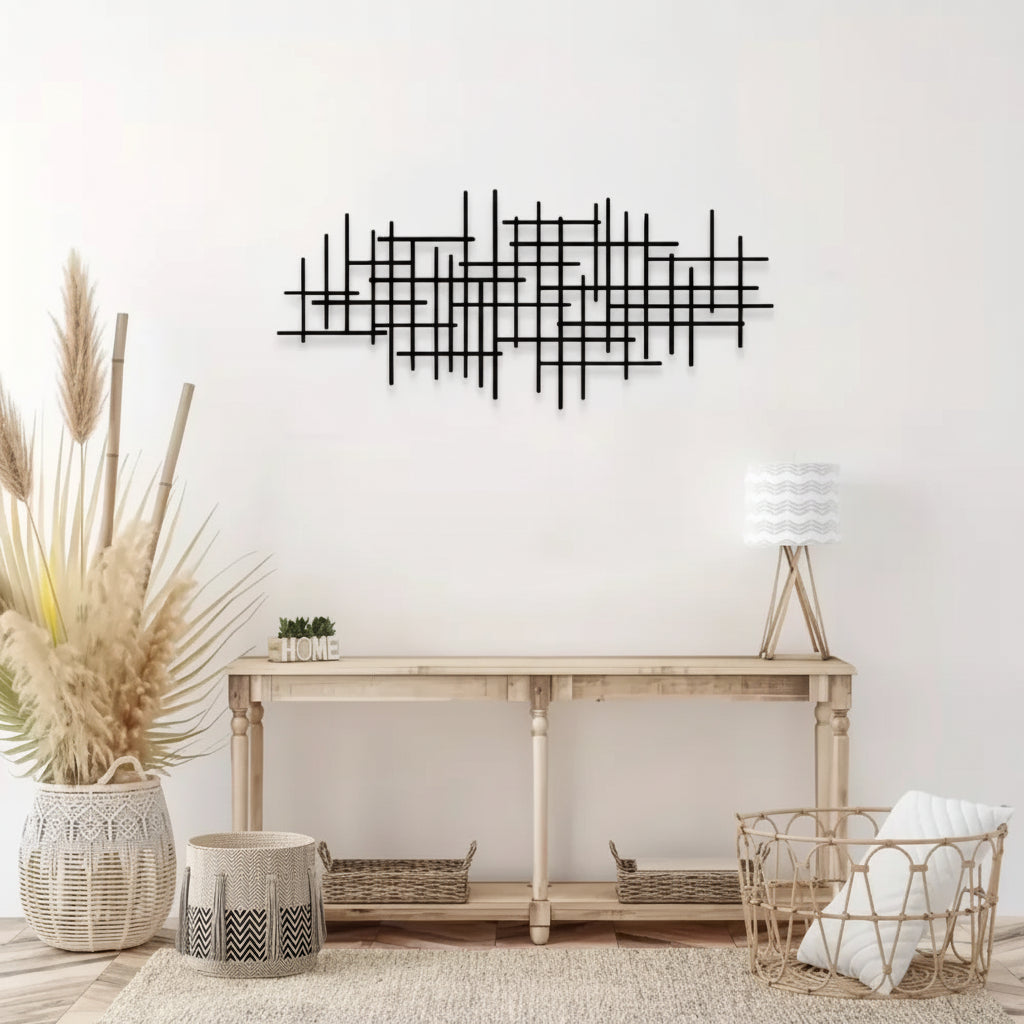 Grid Minimalist Black Metal Wall Art Decor