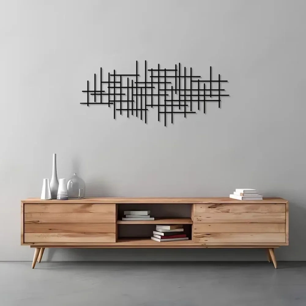 Grid Minimalist Black Metal Wall Art Decor