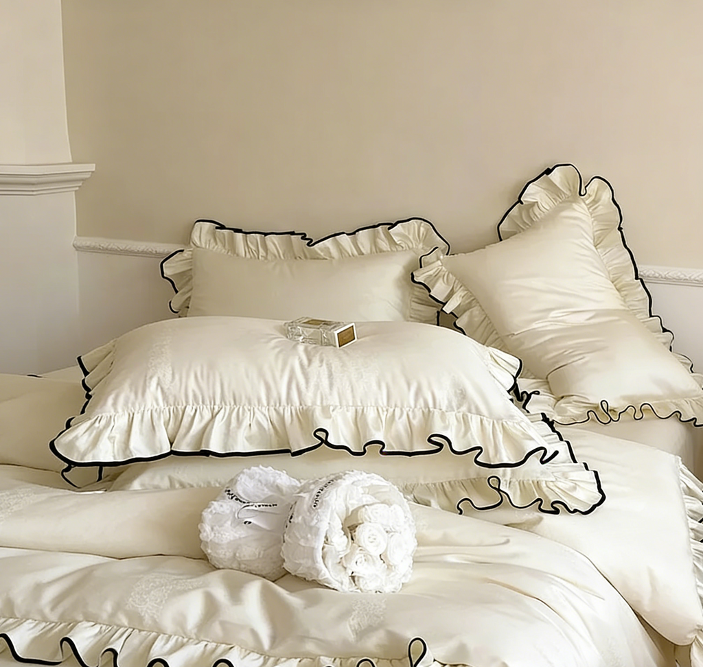Cream Cotton French Bedding Set