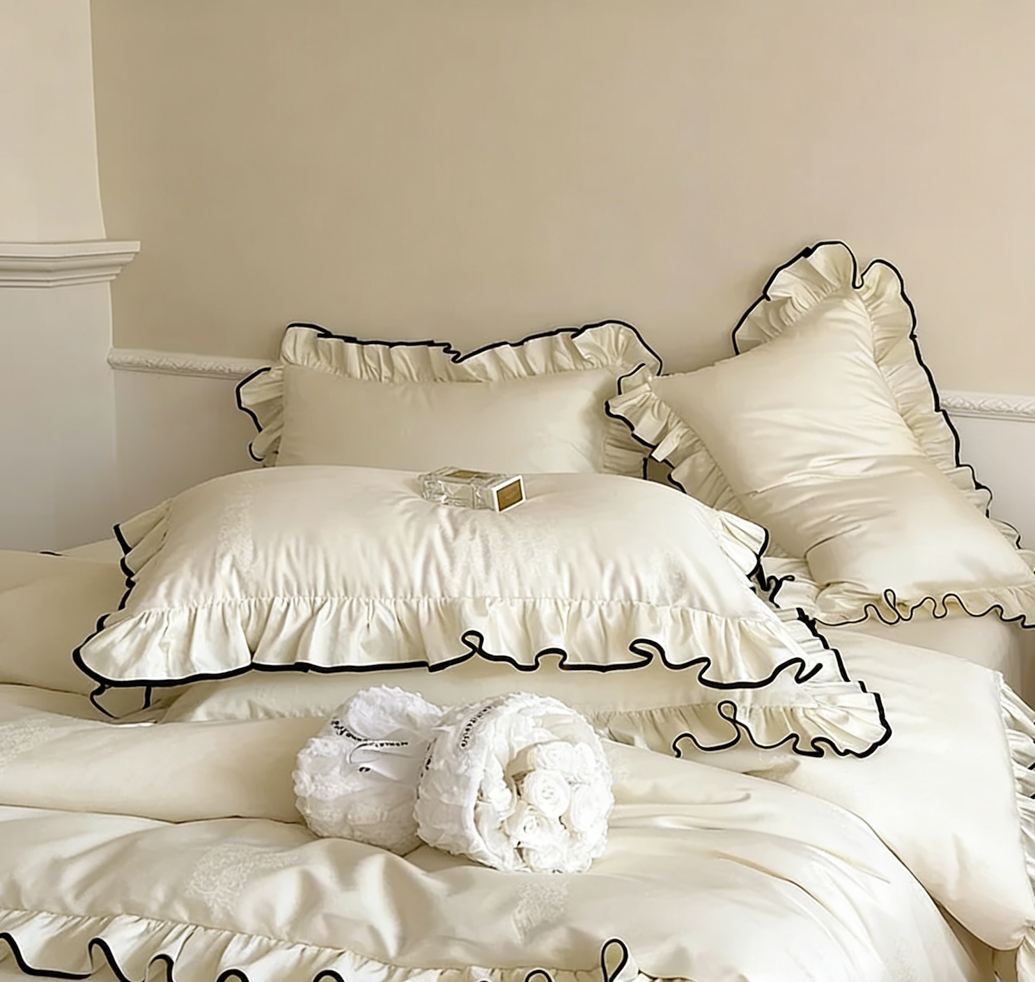 Cream Cotton French Bedding Set