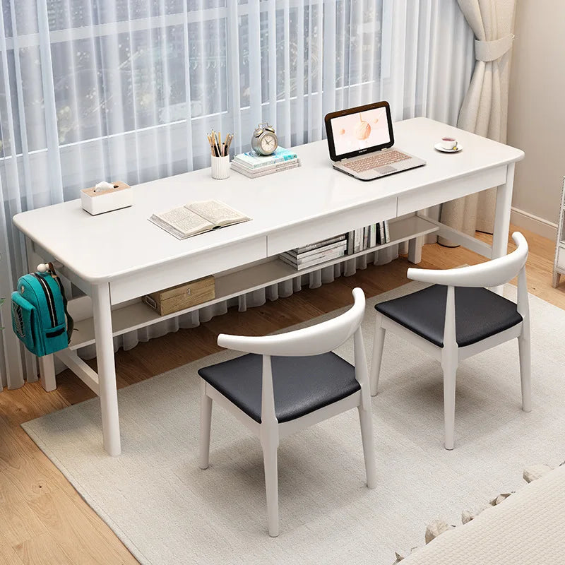 Leika Wood Desk with Integrated Storage