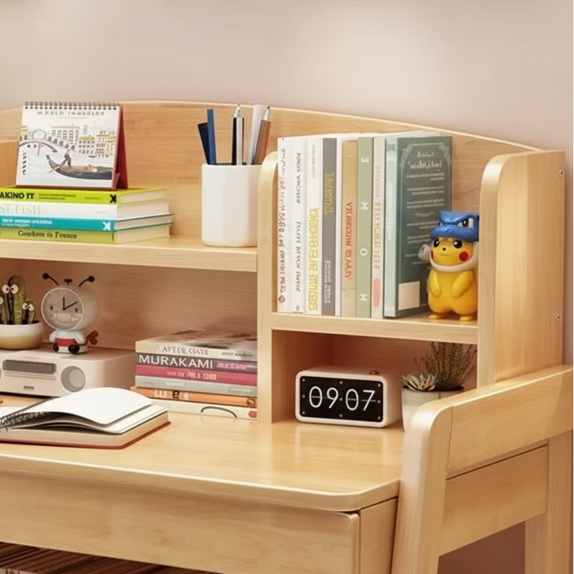 Leni Modular Wood Desk with Integrated Shelving