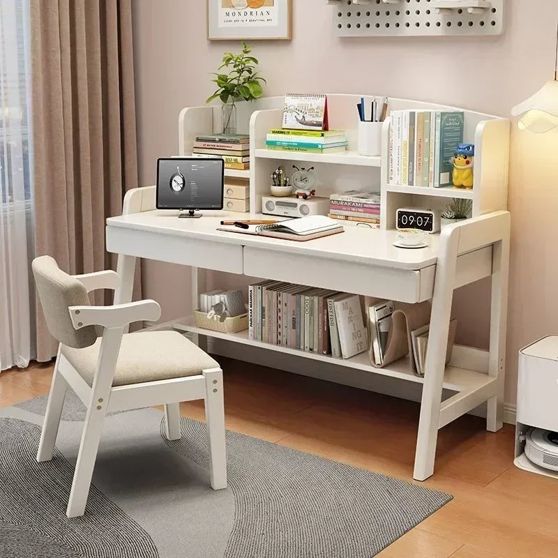 Leni Modular Wood Desk with Integrated Shelving